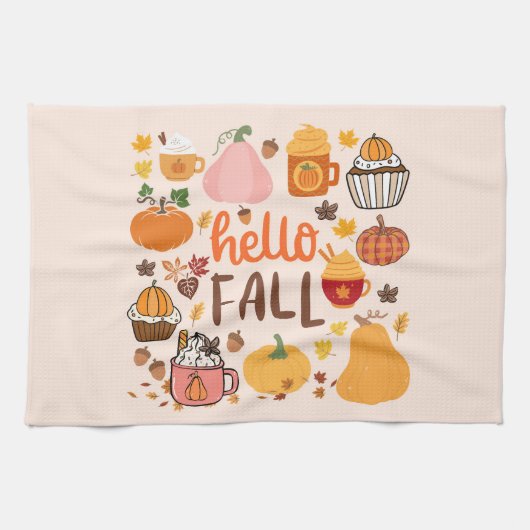 Hallo Fall Pumpkins Geschirrtuch (Horizontal)