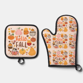 Hallo Fall Pumpkins Ofenhandschuh & Topflappen-Set