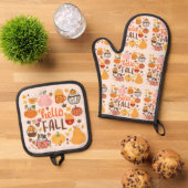 Hallo Fall Pumpkins Ofenhandschuh & Topflappen-Set (Oben Unten)