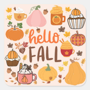 Hallo Fall Pumpkins Quadratischer Aufkleber