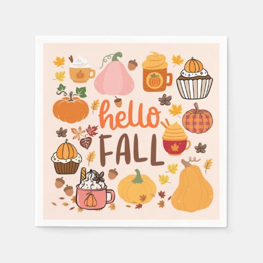 Hallo Fall Pumpkins Serviette (Vorderseite)
