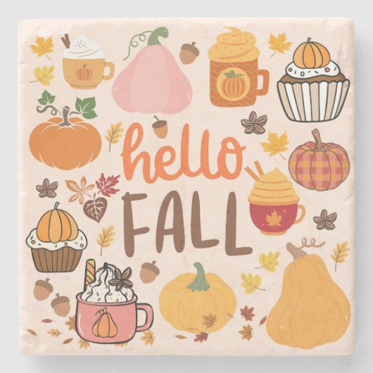 Hallo Fall Pumpkins Steinuntersetzer (Vorderseite)