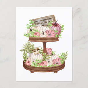 Hallo Fall Pumpkins und Blätter Herbsternte Postkarte