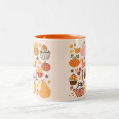 Hallo Fall Pumpkins Zweifarbige Tasse (Mittel)
