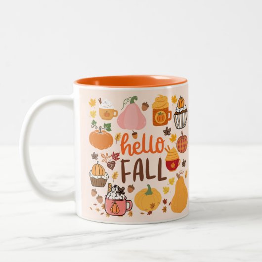 Hallo Fall Pumpkins Zweifarbige Tasse (Links)