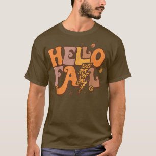 Hallo Fall Retro Fall Yall Blätter Herbstsaison Di T-Shirt