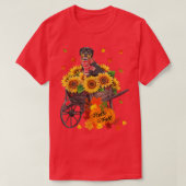 Hallo Fall Rottweiler Hund in Sonnenblumen Blätter T-Shirt (Design vorne)