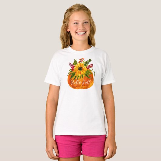 Hallo Fall Sonnenblumen Pumpkin Autumn Rustic T-Shirt (Vorne ganz)