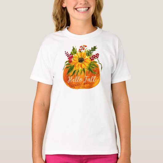 Hallo Fall Sonnenblumen Pumpkin Autumn Rustic T-Shirt (Vorderseite)