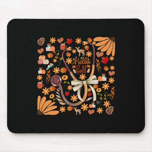 Hallo Fall Stethoscope Nurse Boho Floral Health Ca Mousepad (Vorne)