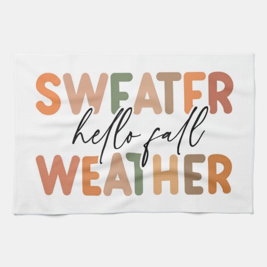 Hallo Fall | Sweater Weather Geschirrtuch (Horizontal)