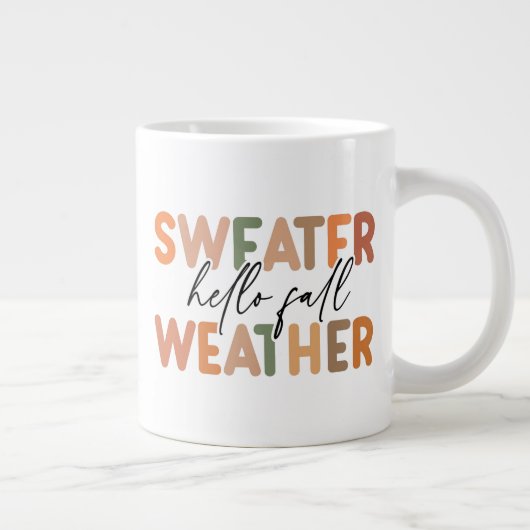 Hallo Fall | Sweater Weather Jumbo-Tasse (Rechts)