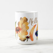 Hallo Fall | Typografie | Herbstflorale und Blätte Kaffeetasse (Mittel)