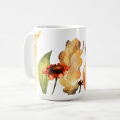 Hallo Fall | Typografie | Herbstflorale und Blätte Kaffeetasse (Vorderseite Links)