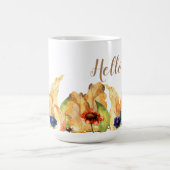 Hallo Fall | Typografie | Herbstflorale und Blätte Kaffeetasse (Mittel)