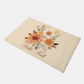 Hallo Fall Wasserfarbe Wildblumen Blätter Herbst Fußmatte (Schrägansicht)