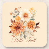 Hallo Fall Wasserfarbe Wildblumen Blätter Herbst Getränkeuntersetzer (Vorderseite)