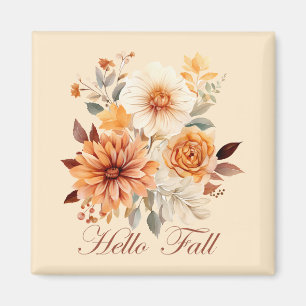 Hallo Fall Wasserfarbe Wildblumen Blätter Herbst Magnet