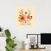 Hallo Fall Wasserfarbe Wildblumen Blätter Herbst Poster (Heimbüro)