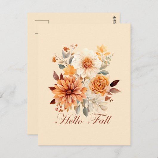 Hallo Fall Wasserfarbe Wildblumen Blätter Herbst Postkarte (Vorne/Hinten)