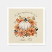 Hallo Fall Wasserfarbe Wildblumen Blätter Herbst Serviette (Vorderseite)