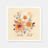 Hallo Fall Wasserfarbe Wildblumen Blätter Herbst Serviette (Vorderseite)