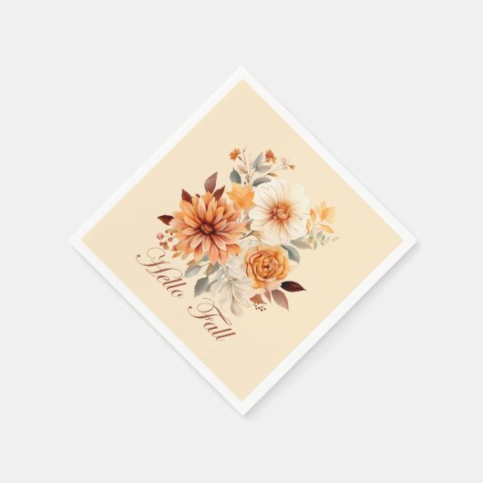 Hallo Fall Wasserfarbe Wildblumen Blätter Herbst Serviette (Ecke)