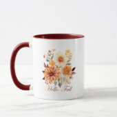Hallo Fall Wasserfarbe Wildblumen Blätter Herbst Tasse (Links)