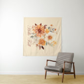 Hallo Fall Wasserfarbe Wildblumen Blätter Herbst Wandteppich (Beispiel (Horizontal))