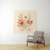 Hallo Fall Wasserfarbe Wildblumen Blätter Herbst Wandteppich (Beispiel)