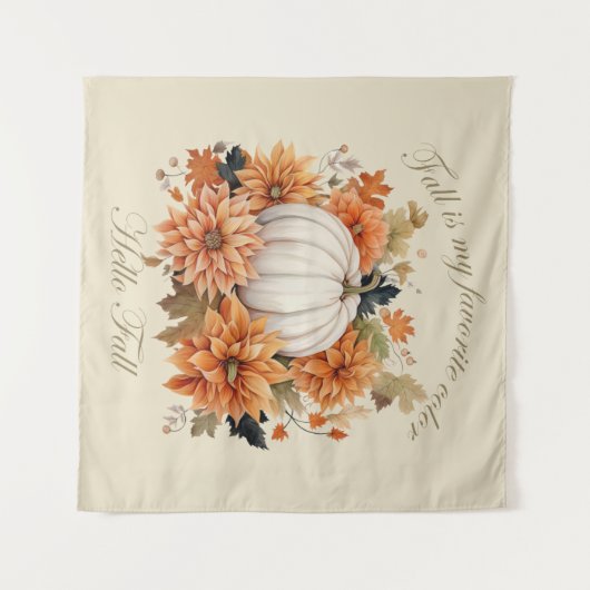 Hallo Fall Wasserfarbe Wildblumen Blätter Herbst Wandteppich (Vorderseite (Horizontal))