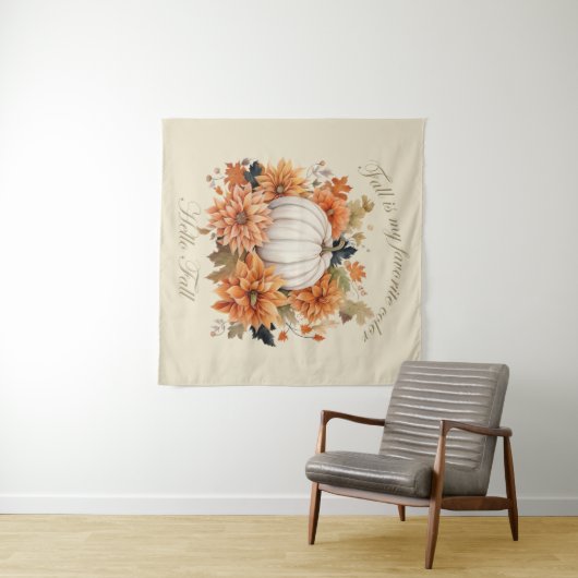 Hallo Fall Wasserfarbe Wildblumen Blätter Herbst Wandteppich (Beispiel (Horizontal))