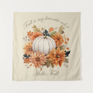 Hallo Fall Wasserfarbe Wildblumen Blätter Herbst Wandteppich