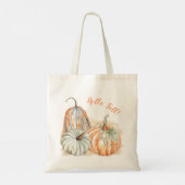 Hallo Fall Watercolor Pumpkins Tragetasche (Rückseite)