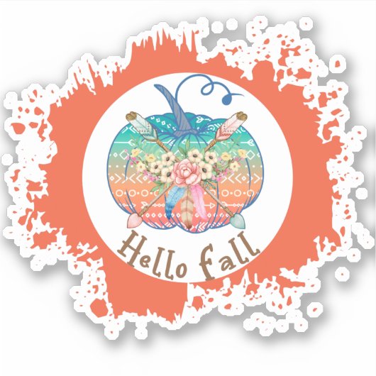 Hallo Fall - Whimsical Pumpkin Design Aufkleber (Vorderseite)
