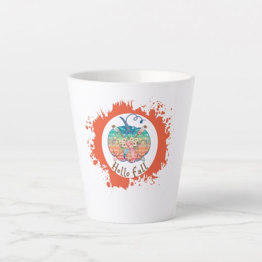 Hallo Fall - Whimsical Pumpkin Design Milchtasse (Vorderseite)