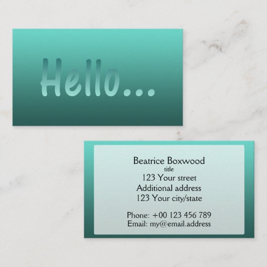 Hallo Farbe Eine Farbe Aquamarin mit benutzerdefin Visitenkarte (Vorne/Hinten)