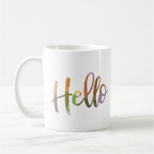 Hallo farbenfrohe Word Art Script Design Kaffeetasse (Links)