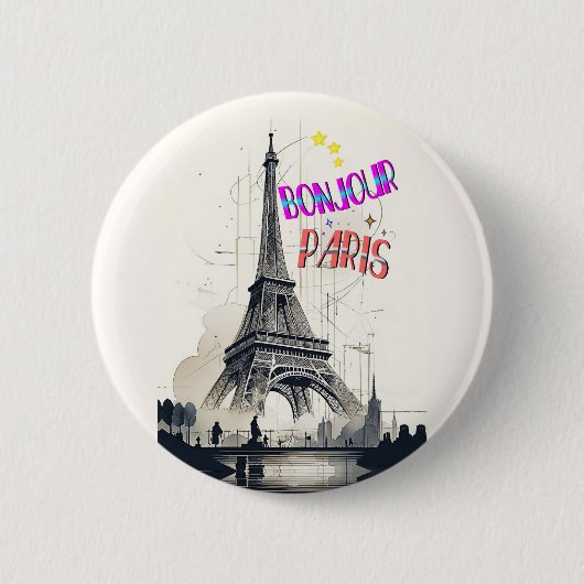 Hallo Farbige Paris Button (Vorderseite)