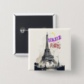 Hallo Farbige Paris Button (Vorne & Hinten)
