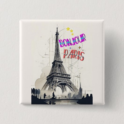 Hallo Farbige Paris Button (Vorderseite)