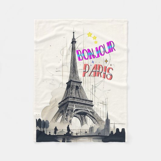Hallo Farbige Paris Fleecedecke (Vorderseite)