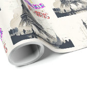 Hallo Farbige Paris Geschenkpapier (Rolleneckpunkt)