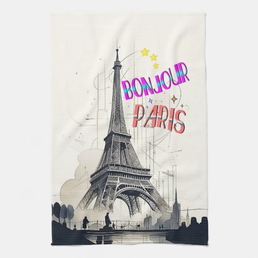 Hallo Farbige Paris Geschirrtuch (Vertikal)