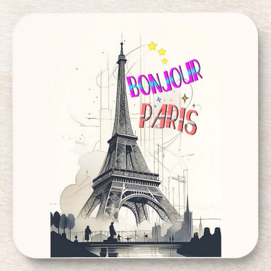 Hallo Farbige Paris Getränkeuntersetzer (Vorderseite)