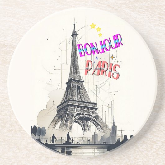 Hallo Farbige Paris Getränkeuntersetzer (Vorne)