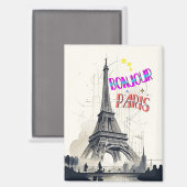 Hallo Farbige Paris Magnet (Vorderseite/Rückseite)
