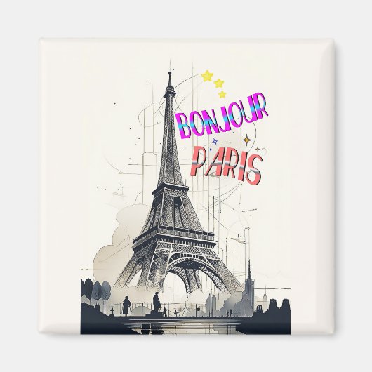 Hallo Farbige Paris Magnet (Vorne)