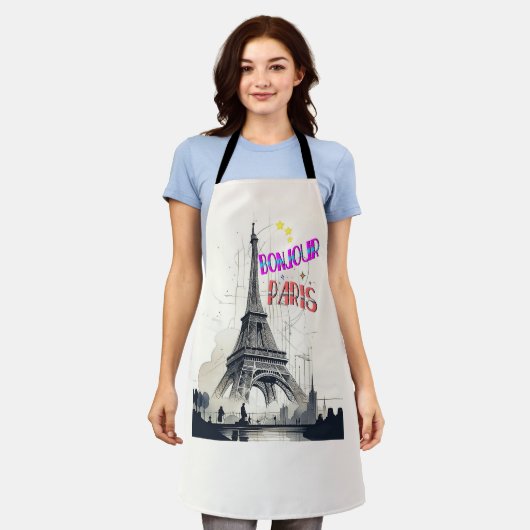 Hallo Farbige Paris Schürze (Getragen)