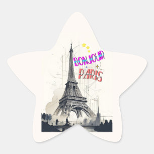 Hallo Farbige Paris Stern-Aufkleber